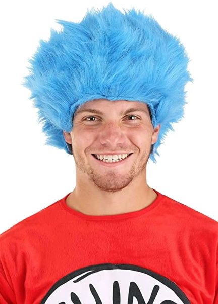 Dr Seuss Cat in the Hat Thing 1 & Thing 2 Blue Fuzzy Wig