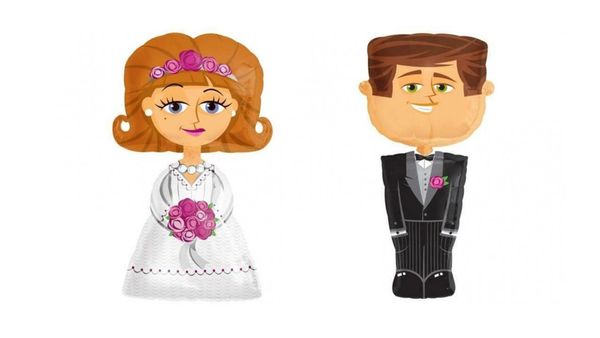 Bride & Groom Airwalker Foil Balloons, Wedding, 48in each balloon