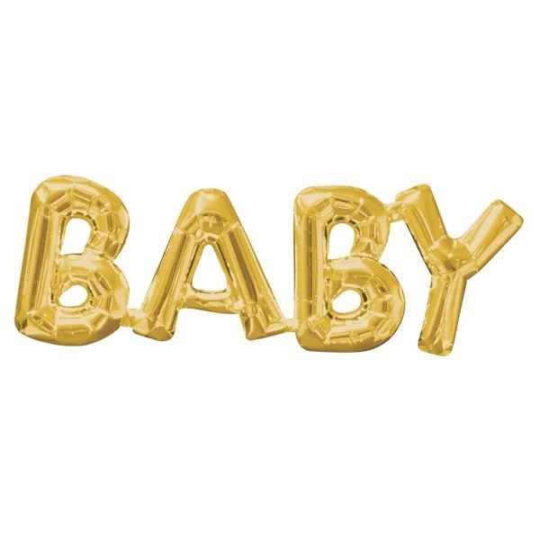 Baby Balloon Banner, Gold, Air-Filled - 29x9in
