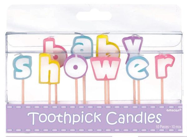 *Baby Shower Toothpick Letter Candles - Cake Decoration