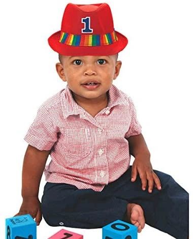 Boys 1st Birthday Fedora Hat, Red, Rainbow - First Birthday - Pride