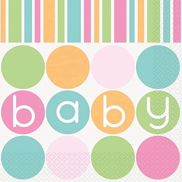 Pastel Baby Shower Party Luncheon Napkins, 16ct