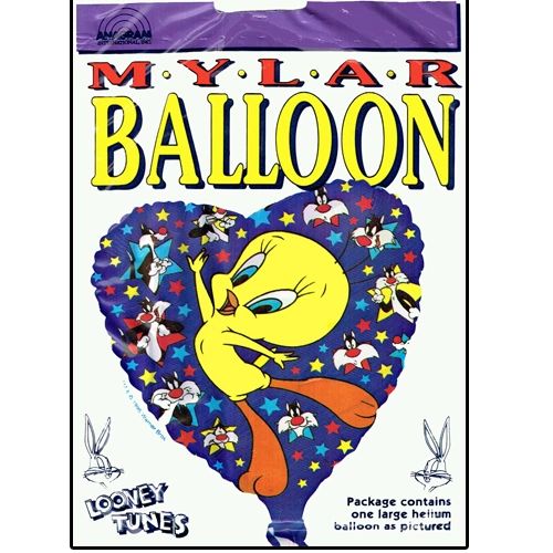 Rare - BOGO SALE - Looney Tunes Tweety & Sylvester Heart Shape Foil Balloons, Purple, 2pcs, 18in