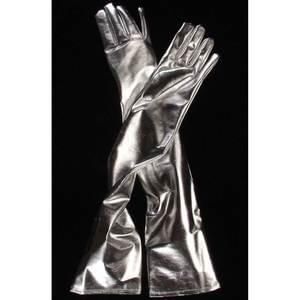 Long Metallic Silver Gloves, 24in - Halloween Sale