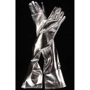 *Long Metallic Silver Gloves, Women's - 24in - Outer Space - Halloween Sale