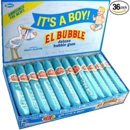 *Dubble Bubble It's A Baby Boy, Blue Bubble Gum Cigars, 36ct