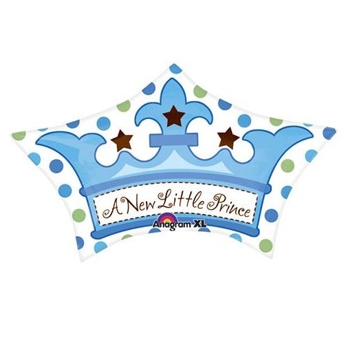 BOGO SALE - It's a Boy Blue Balloon - New Little Prince, Blue Crown, 24in