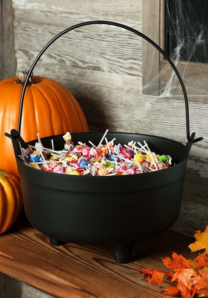 *8.5in Black Cauldron Witch Pot, Kettle - Treat Bowl - Candy Holder - Halloween