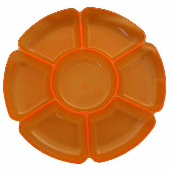 Round Sectional Party Snack Tray, Orange - 16in - After Halloween Sale - Thanksgiving