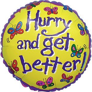(#9) Hurry and Get Better! Butterfly Get Well Soon Balloon, 18in - Feel Better