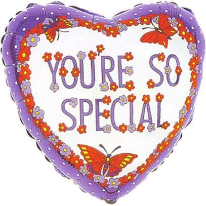 You're So Special Balloon - Butterflies, Flowers, Heart Shape Foil Balloon, Purple - 18in