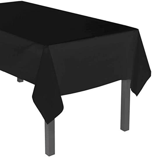 BOGO SALE - Black Solid Rectangle Plastic Table Cover - 54x108in - Halloween Decorations - under $20