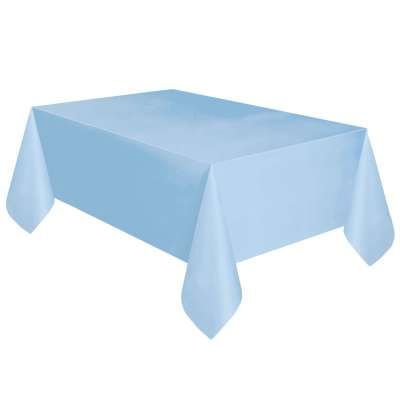Light Blue Solid Rectangle Plastic Table Cover - 54x108in
