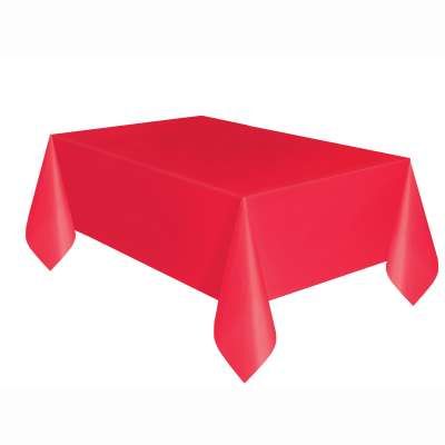 Red Solid Rectangle Plastic Table Cover - 54x108in