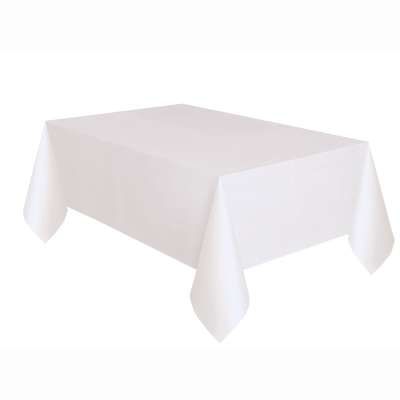 Solid White Plastic Table Cover - 54x108in