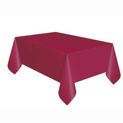 Burgundy Solid Rectangle Plastic Table Cover - 54x108in