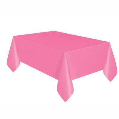 Solid Hot Pink Plastic Table Cover - 54x108in