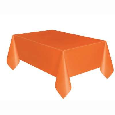 BOGO SALE - Orange Solid Rectangle Plastic Table Cover - 54x108in - Halloween Decorations - under $20