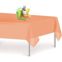 Solid Coral Plastic Table Cover - 54x108in - Peach