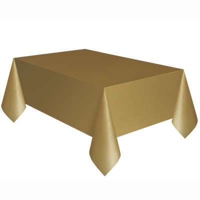 Gold Solid Rectangle Plastic Table Cover - 54x108in - Holiday Sale
