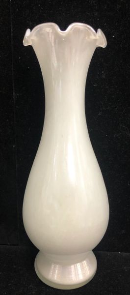 White Glass Vase, Decorative, 7.5in