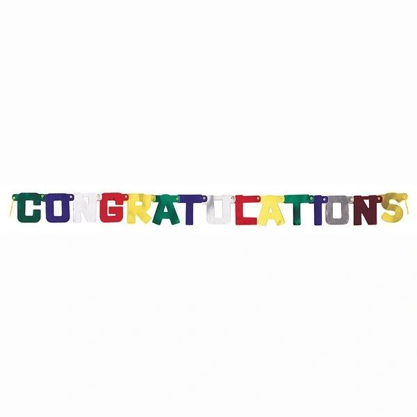 Congratulations Banner Party Decoration, 5ft - Multicolor - Jointed