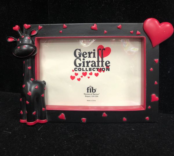 Geri Giraffe Hearts Frame, Black, 7in, 4x6 photo - Valentines Day Gifts - Picture Frame Sale