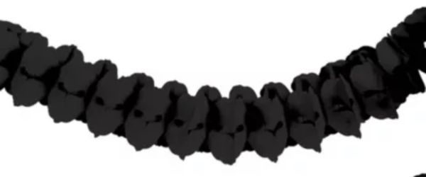 BOGO SALE - Black Tissue Garland Decoration, 10ft - Halloween Decorations - under $20