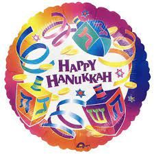 BOGO SALE - Happy Hanukkah Round Foil Balloon, Dreidels & Confetti, 18in - Chanukah Holiday Sale
