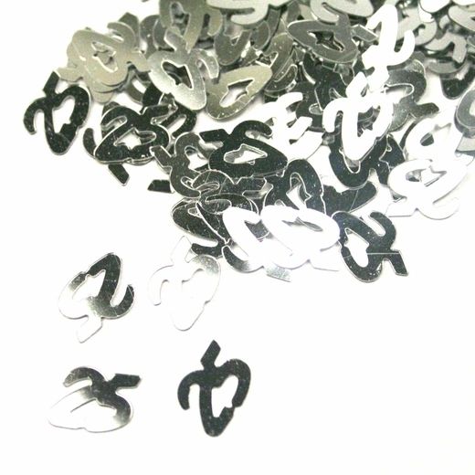 BOGO SALE - Silver 25th Anniversary Confetti Table Sprinkle Decoration