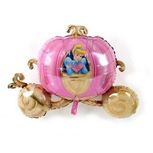 *Rare Disney Fairy Tale Princess Cinderella Pink Pumpkin Carriage Balloon, 33in