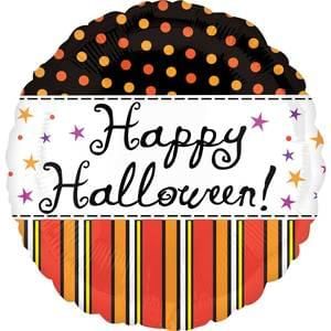 Halloween Dots, Stripes Foil Balloon, 18in - Halloween Decorations