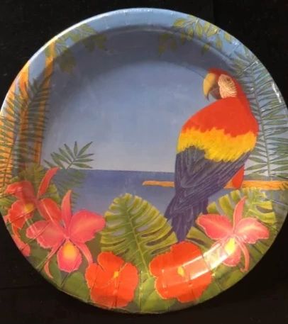 Island Tropical Bird Cake Plates, 8in - 8ct - Parrot - Luau Party - Hawaiian
