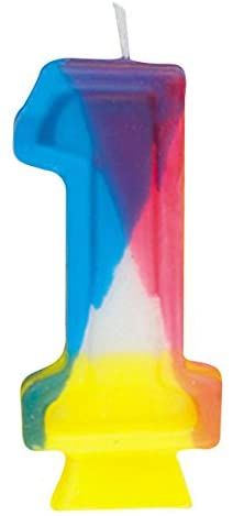 *1st Birthday Candle, Rainbow Number One Candle - Babies First