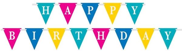 *Happy Birthday Confetti Cake Party Pennant Flag Banner, 9ft - Decorations