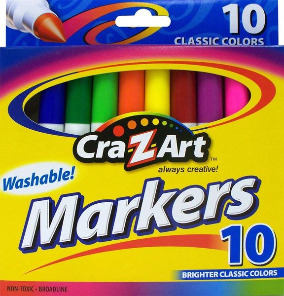 10 CT. WASHABLE BROADLINE MARKERS