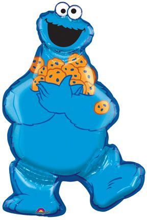 *Rare Sesame Street Cookie Monster Super Shape Foil Balloon, 31in