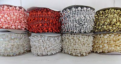 Plastic Heart Beads Trim String Roll Molded on Thread, 1/2in - 10yds