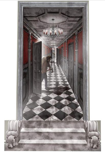 *Gothic Mansion Long Hallway Halloween Scene Setter, Wall Banner Decoration Kit