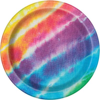 *Hippie Tie Dye 80s Disco Party Cake Plates, 7in - 8ct