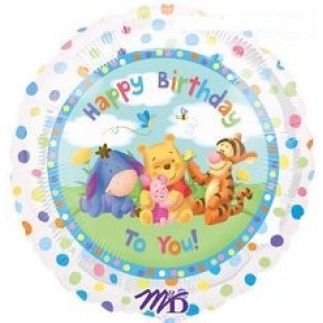 Rare - BOGO SALE - Baby Winnie the Pooh Balloon - Happy Birthday To You! Foil Balloon, 18in