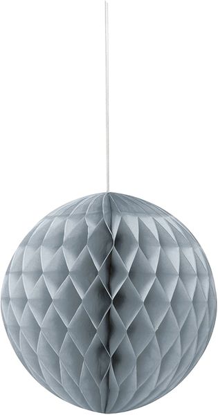 Silver Tissue Paper Honeycomb Ball Decoration, 8in - Silver Decorations - Hanukkah - Silver Anniversary