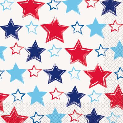 *Patriotic, Stars and Stripes Luncheon Napkins, 16ct