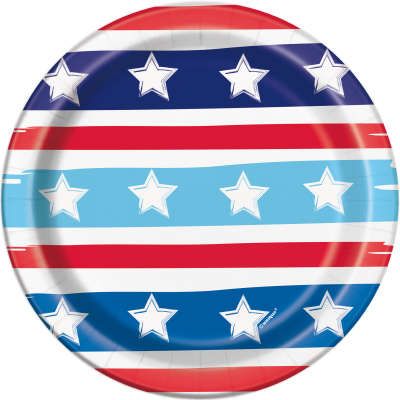 *Stars and Stripes Party Cake Plates Napkins, 7in - 8ct - Patriotic