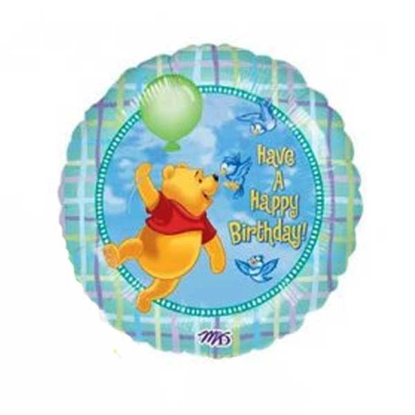 *Rare Winnie the Pooh Have a Happy Birthday Blue Plaid Foil Balloon, 18in