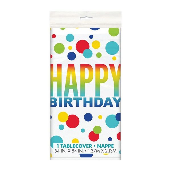 Rainbow Spots Birthday Rectangle Table Cover - 54x84in