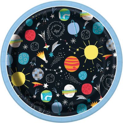 Outer Space Birthday Party Cake Plates, 7in - 8ct