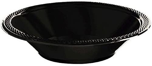 Black Plastic Snack Bowls, 12oz, 7x7in - 20pcs - Halloween