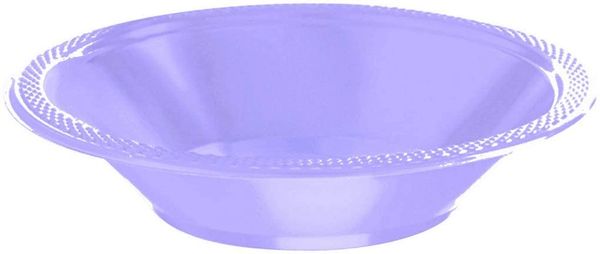 Lavender Plastic Snack Bowls, 12oz, 7x7in - 20pcs