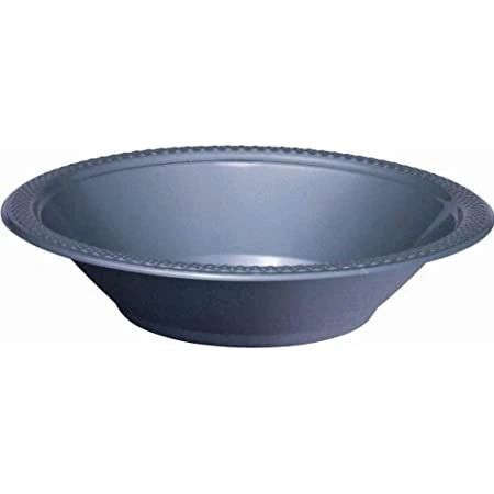 Silver Plastic Snack Bowls, 12oz, 7x7in - 20pcs